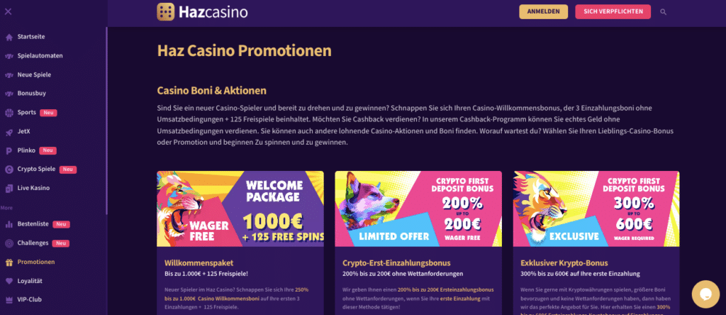 hazcasino online promotion