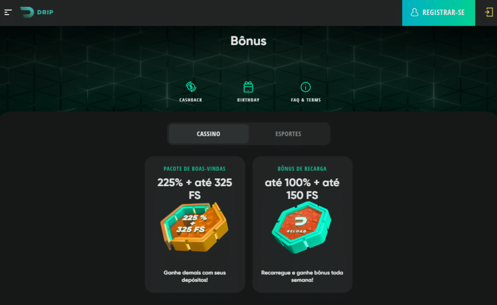 Drip Online Casino Bonus