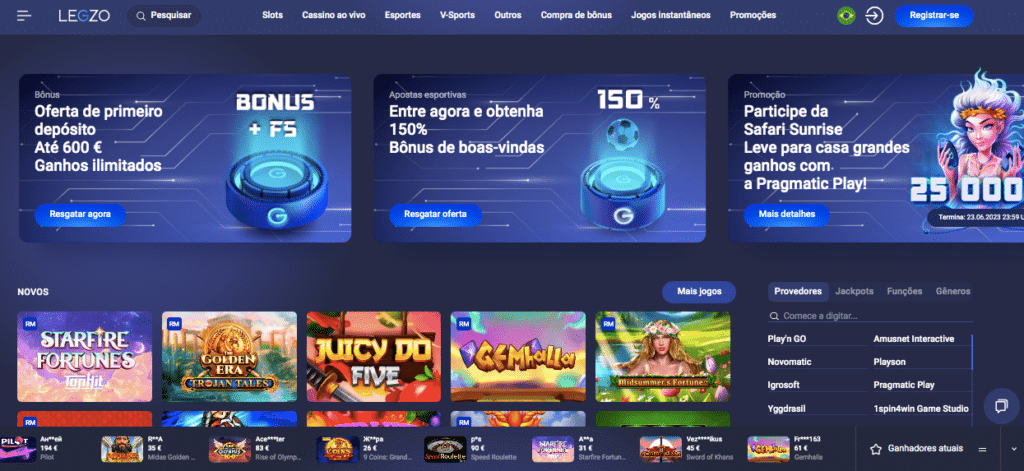 legzo online casino screenshot