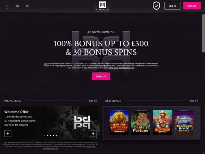 playgrand casino lobby screenshot