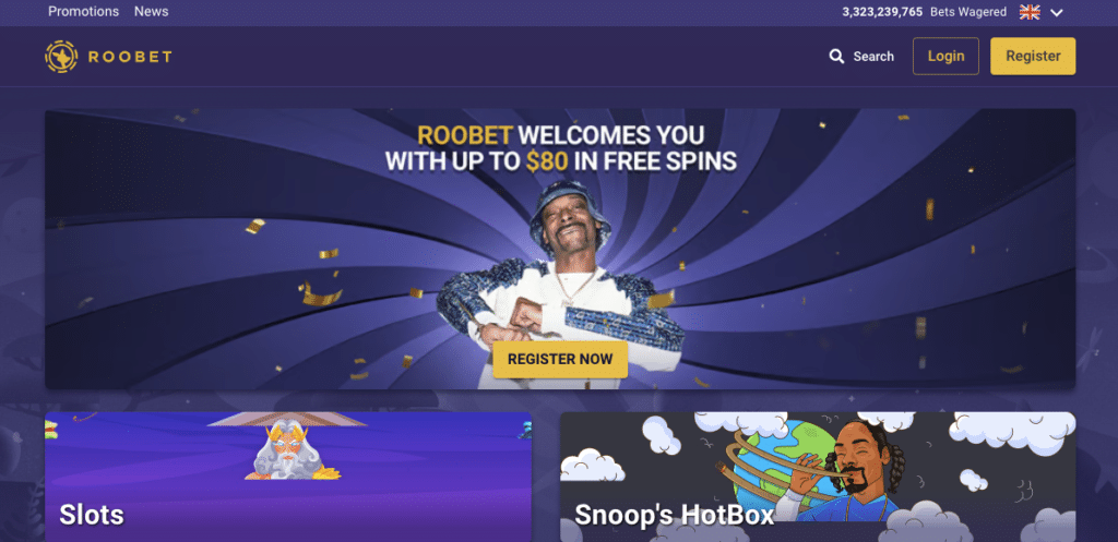 roobet casino lobby screenshot