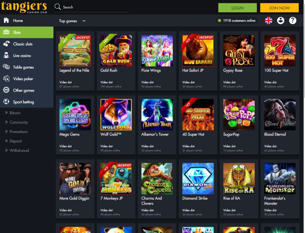 tangiers casino screenshot