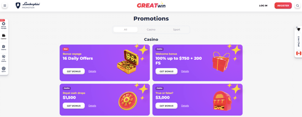 greatwin online casino bonus