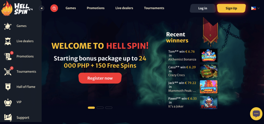 hellspin casino screenshot