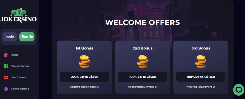 jokersino online casino bonus