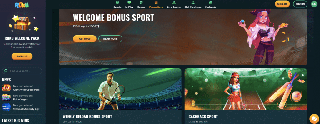 Roku Online Casino Bonus
