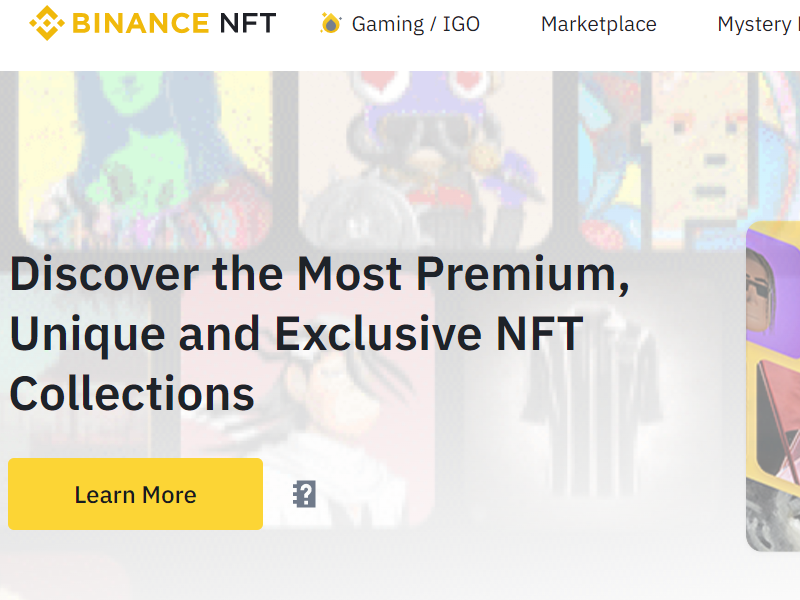 Binance NFT marketplace website screenshot