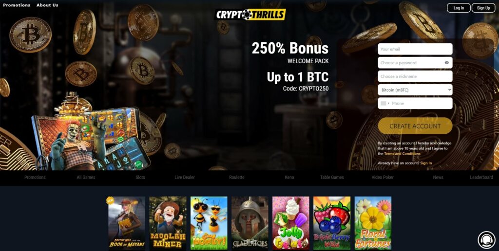 CryptoThrills Free Bitcoin Bonus