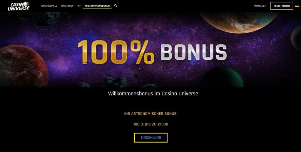 Casino Universe Bonus ohne Einzahlung