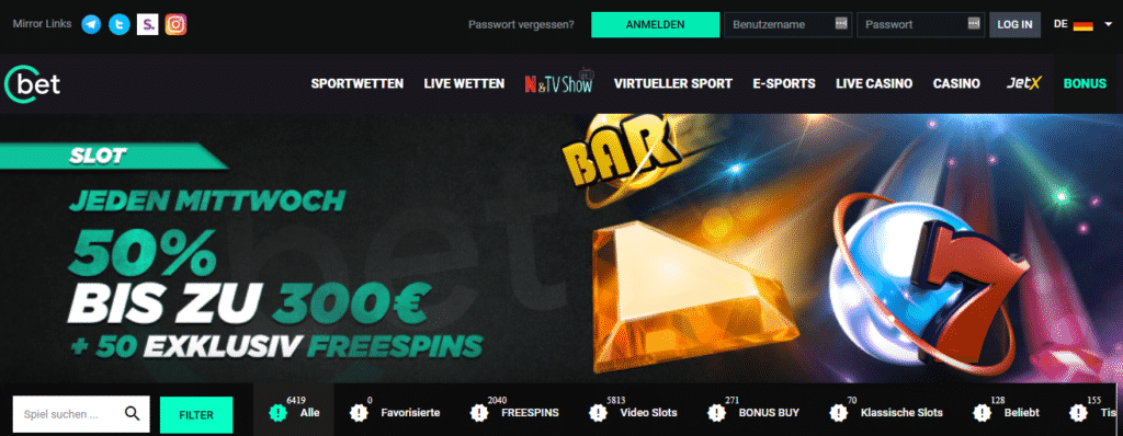 Cbet Online Casino Screenshot