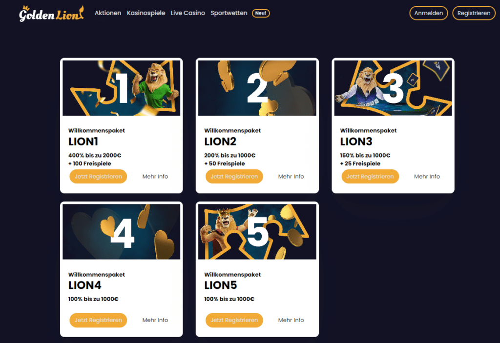 Golden Lion Online Casino Bonus