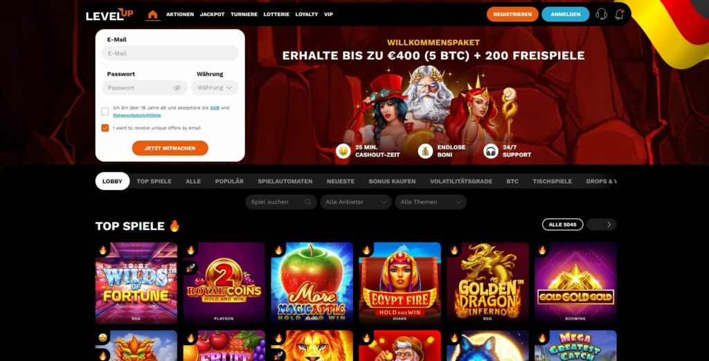 LevelUp Neue Casino mit Freispiele ohne Einzahlung Bonus