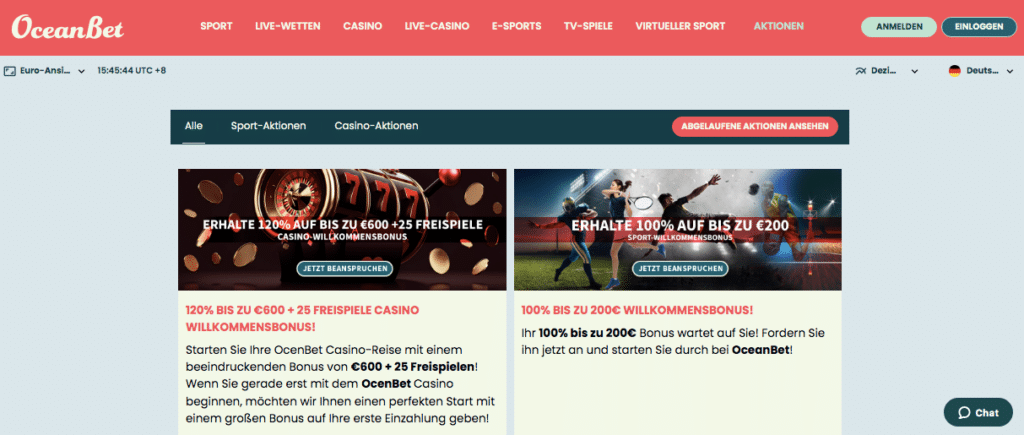 OceanBet Online Casino Bonus