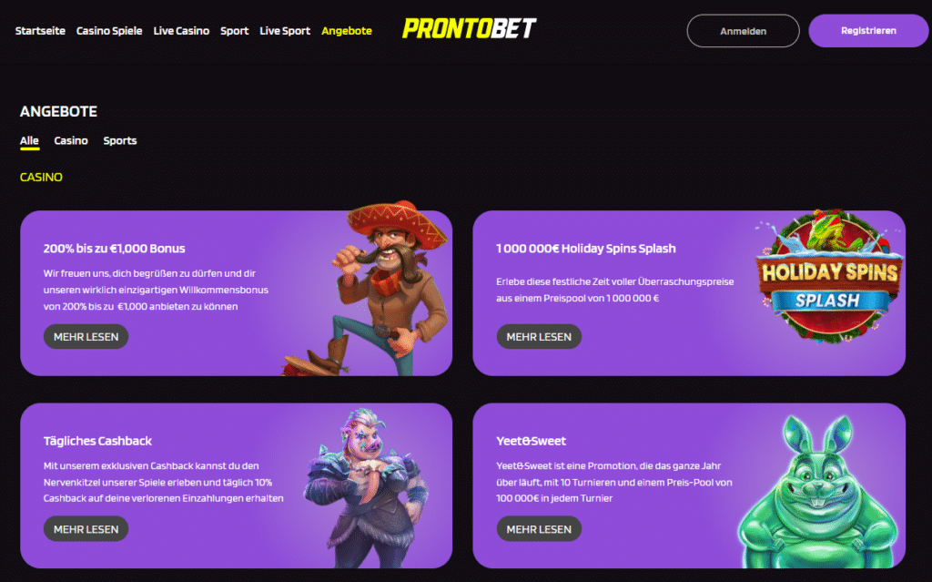ProntoBet Online Casino Bonus