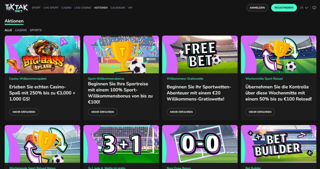 TikTak Bet Casino Bonus