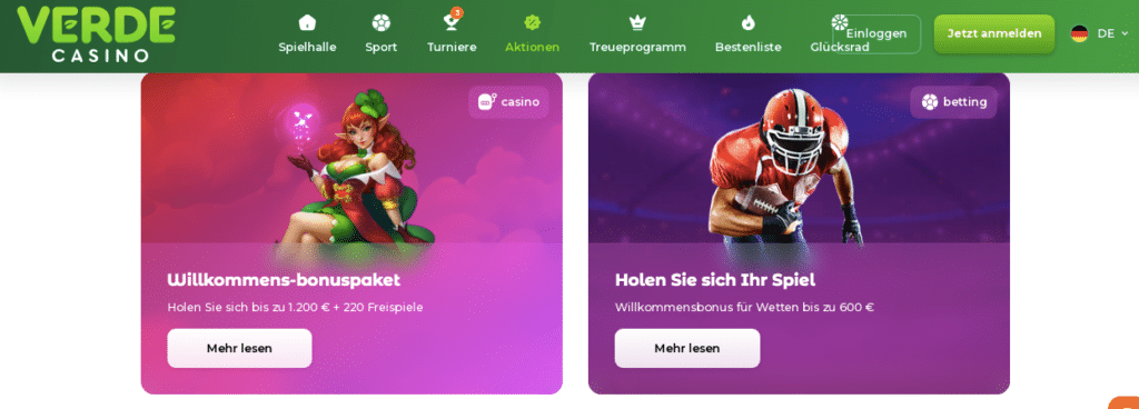 Verde Online Casino Bonus