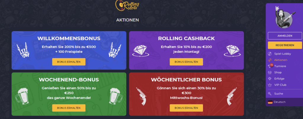 rolling slots online casino bonus