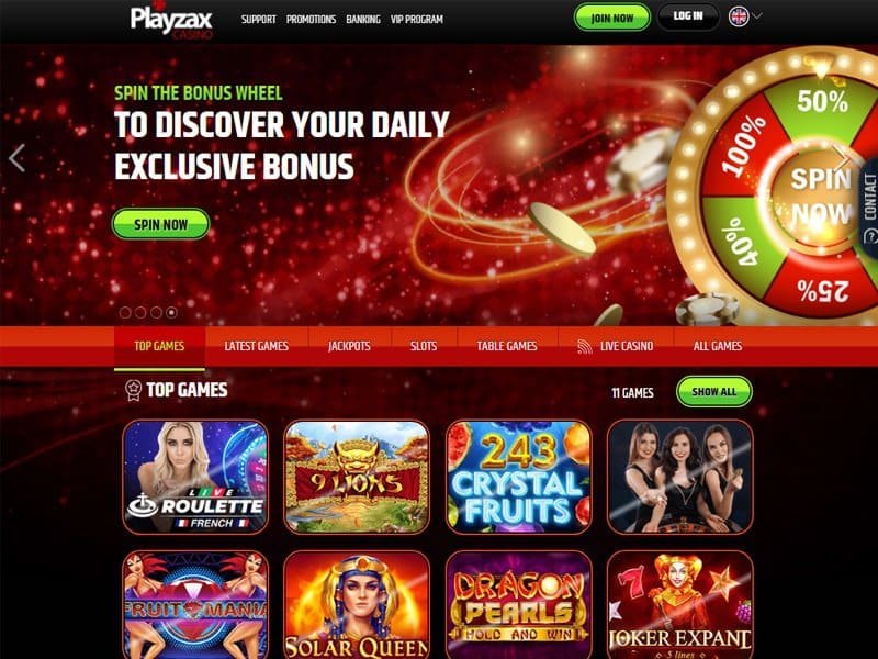 Playzax Online Casino Screenshot