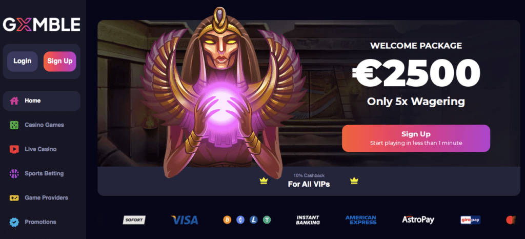gxmble online casino lobby screenshot