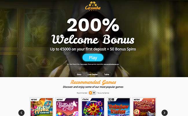casimba casino promotion screenshot