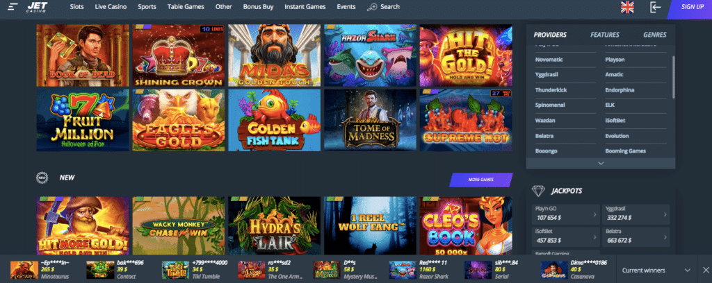 jet casino games screenshot