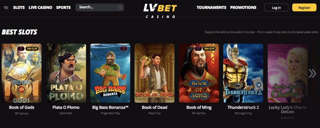 lvbet casino games screenshot