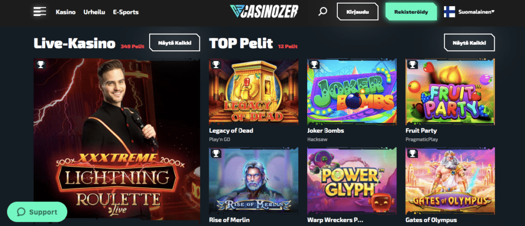 casinozer casino games screenshot