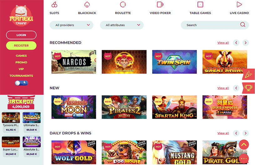 maneki casino games screenshot
