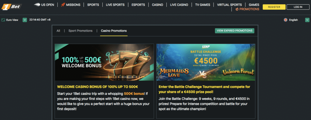1bet online casino bonus