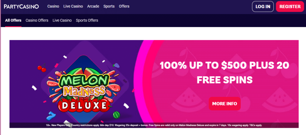 Party Online Casino Bonus