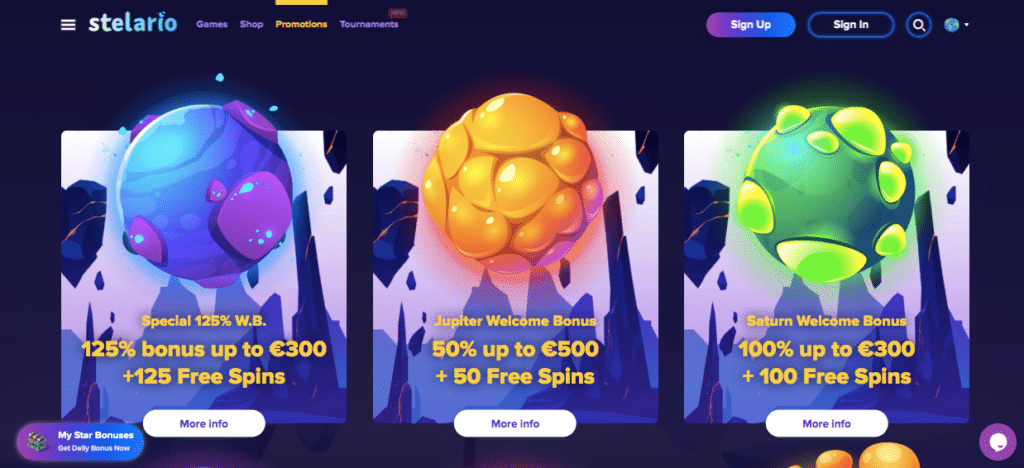 stelario online casino bonus
