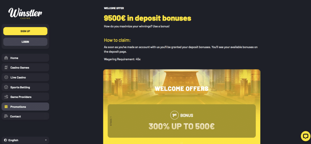 winstler online casino bonus