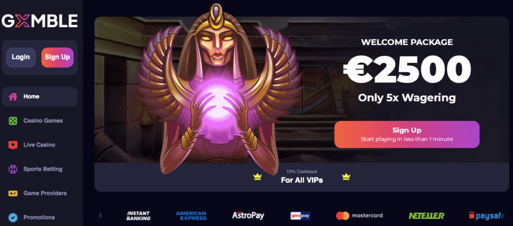 gxmble online casino lobby screenshot NL