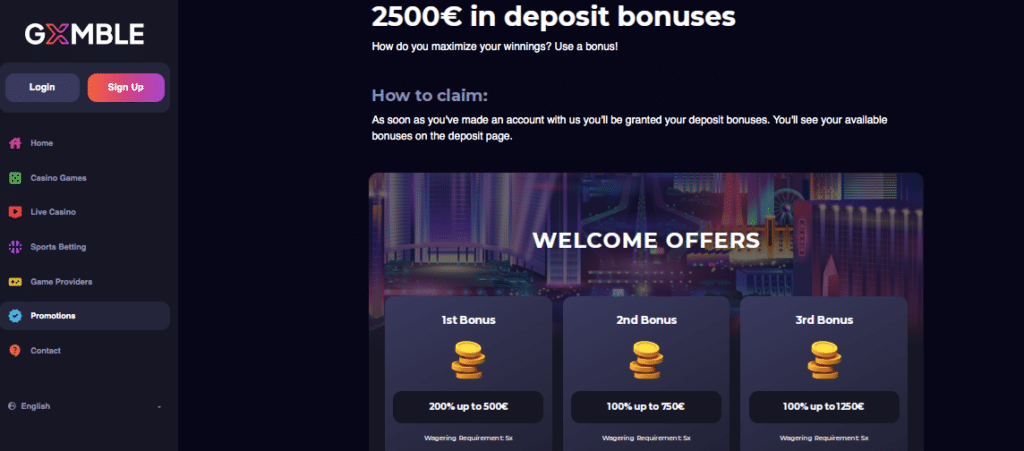 gxmble online casino promotions screenshot NL