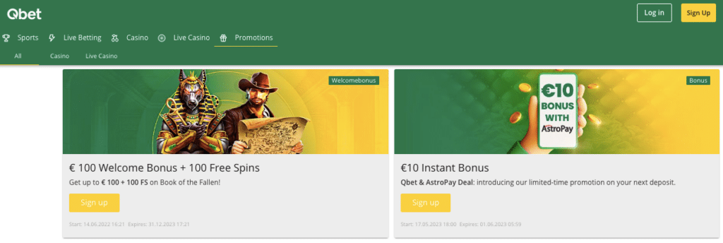 qbet online casino promotion screenshot