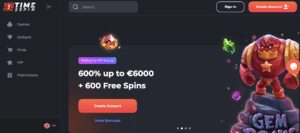 time2spin casino lobby screenshot