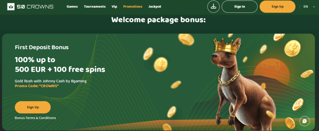 50 crowns online casino bonus screenshot