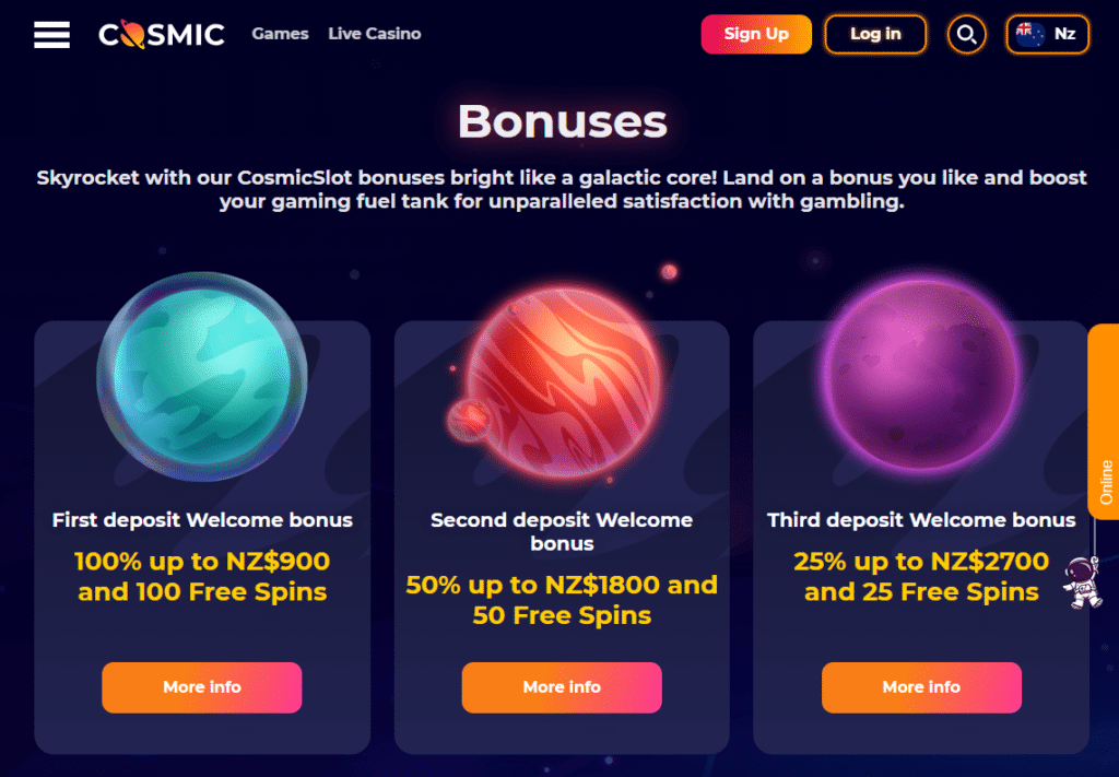 Cosmic Slots Online Casino Bonus