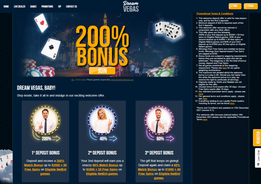 Dream Vegas Online Casino Bonus