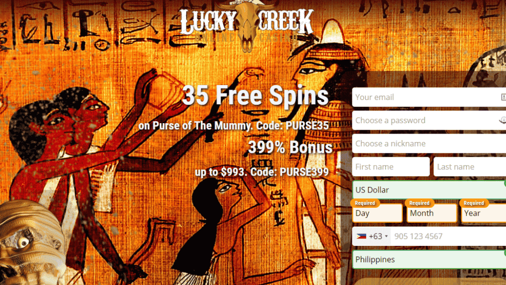 Lucky Creek Online Casino Screenshot