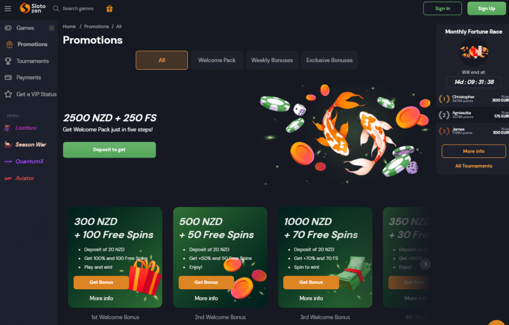 Slotozen Online Casino Bonus