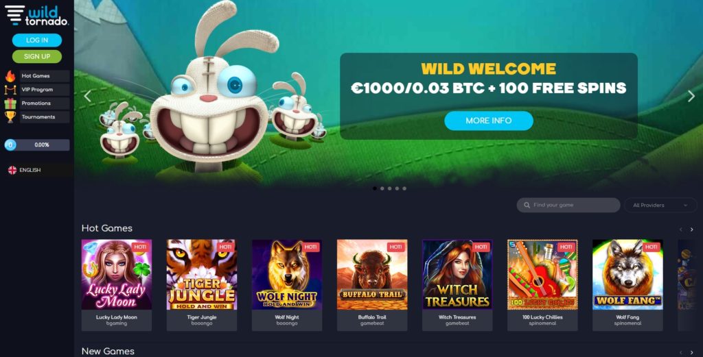 Wild Tornado Online Casino Screenshot
