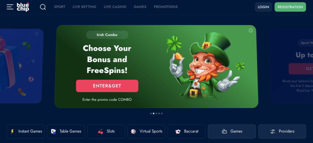 bluechip online casino lobby screenshot
