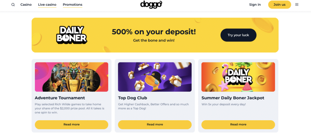 doggo online casino bonus screenshot