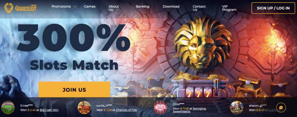 golden lion online casino bonus