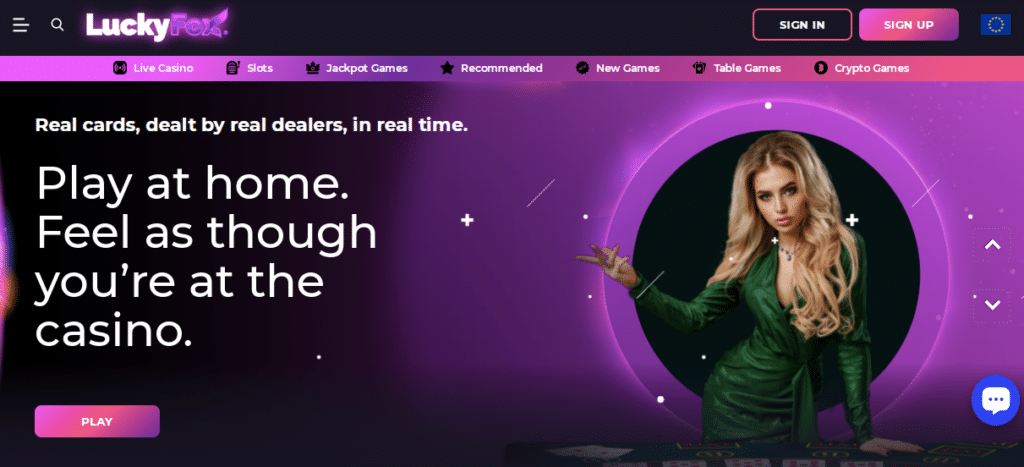 lucky fox online casino lobby screenshot