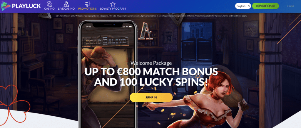 playluck online casino bonus screenshot