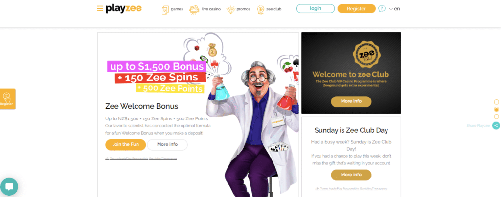 playzee online casino bonus screenshot