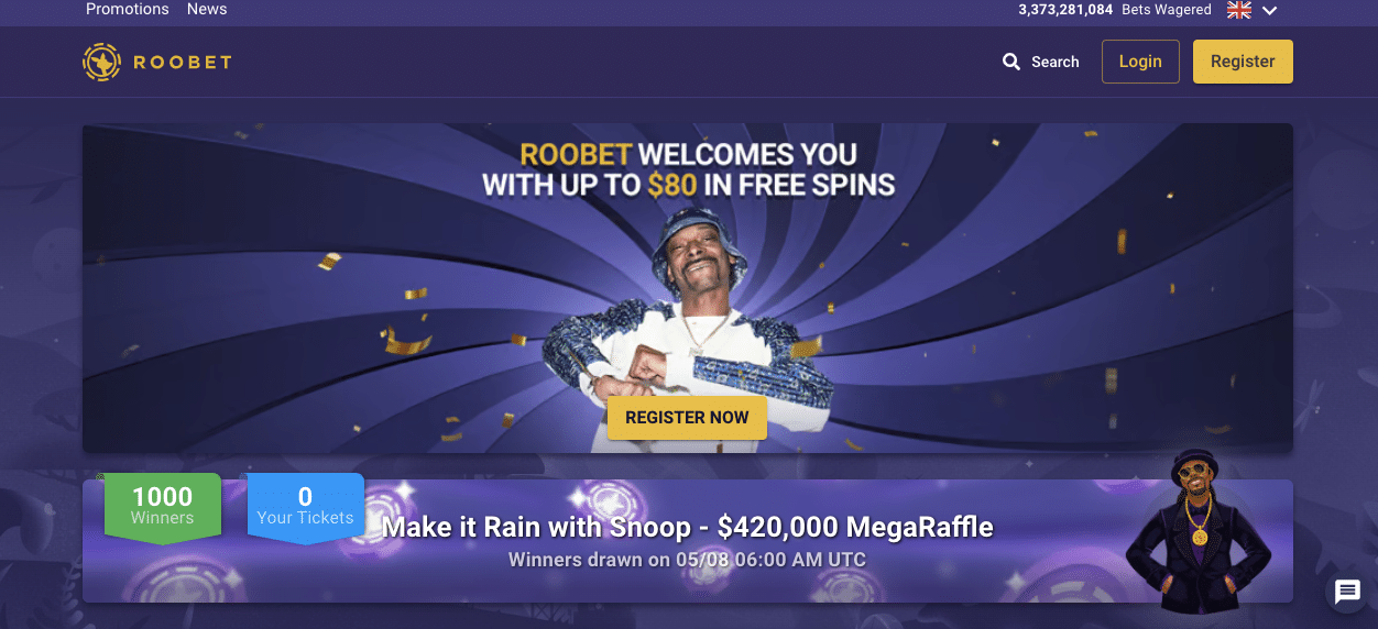 roobet online casino lobby screenshot