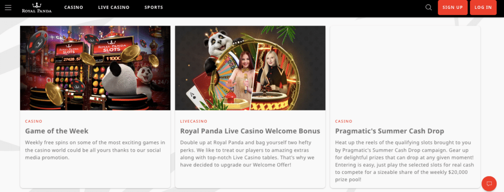 royal panda online casino bonus screenshot